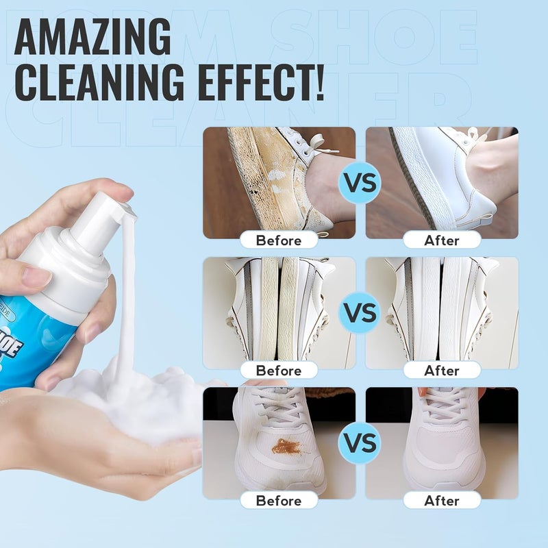 LANBEIDE Shoe Cleaning Kit - 6.76 Oz Sneaker Cleaner with Brush and Towel, White Shoe Cleaner Foam - Image 3